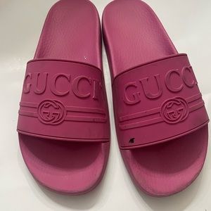 Hot pink, Gucci, slides, size 10